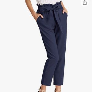 Women's Cropped Paper Bag Waist Pants with Pockets